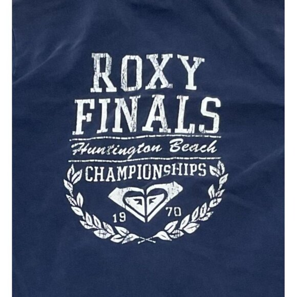 Roxy Paradise Navy Full-Zip Track Jacket Sz M Huntington Beach Cotton Spandex - Picture 3 of 5